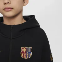 FC Barcelona Tech Fleece Big детские (для мальчиков) Nike Soccer Full-Zip Толстовка с капюшоном цвет черный