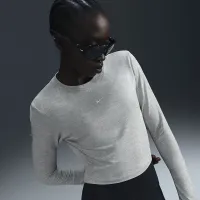Nike Sportswear Chill Knit женская Slim Long-Sleeve Cropped Top цвет серый