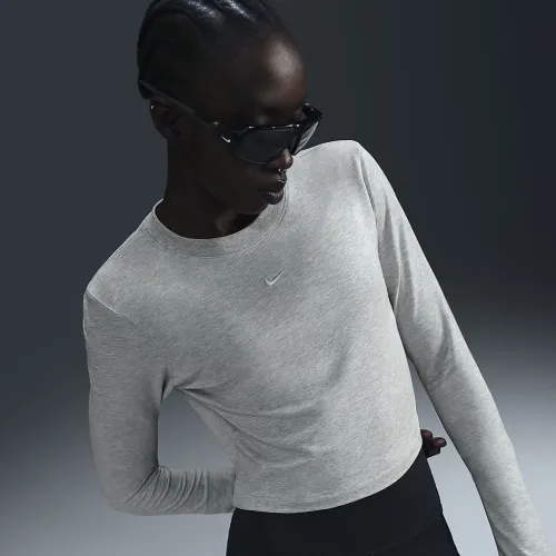 Nike Sportswear Chill Knit жіноча Slim Long-Sleeve Cropped Top колір сірий