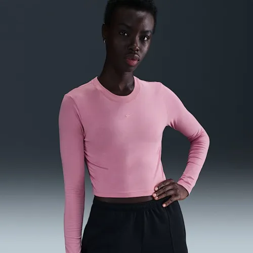 Nike Sportswear Chill Knit женская Slim Long-Sleeve Cropped Top Pink