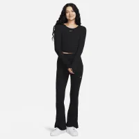 Nike Sportswear Chill Knit жіноча Tight Scoop-Back Long-Sleeve Mini-Rib Top колір чорний