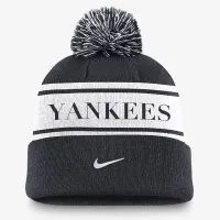 New York Yankees Team Stripe Peak мужские Nike MLB Cuffed Pom Beanie синий