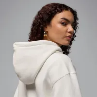 Nike Jordan Flight Fleece жіноча Satin-Lined Pullover Толстовка з капюшоном колір білий