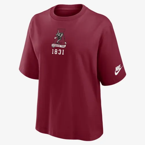 Alabama Crimson Tide Legacy Established Boxy женская Nike College футболка цвет красный