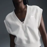 Nike Sportswear Phoenix Fleece жіноча Loose V-Neck Sleeveless Cropped Top колір коричневий