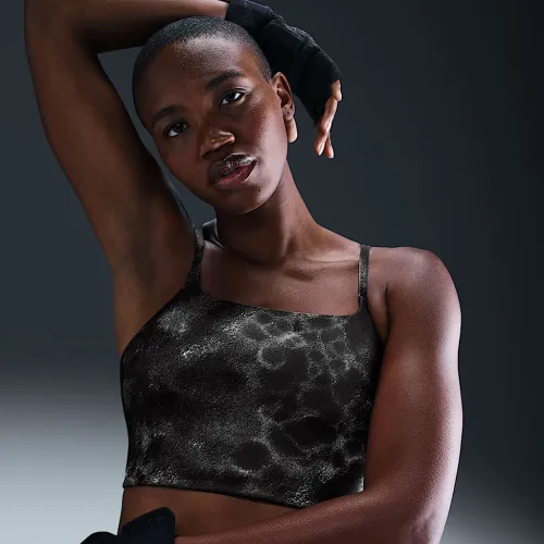 Nike One Convertible женская Light-Support Lightly Lined Longline Printed Sports Bra цвет черный