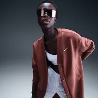 Nike Sportswear Phoenix Fleece женская оверсайз Long Cardigan цвет коричневый