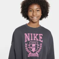 Nike Sportswear Big детские (Girls') оверсайз Fleece Crew-Neck свитшот цвет серый