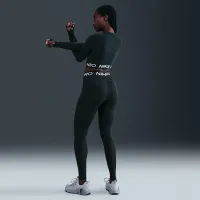 Nike Pro женская Mid-Rise Mesh-Paneled лосины цвет зеленый