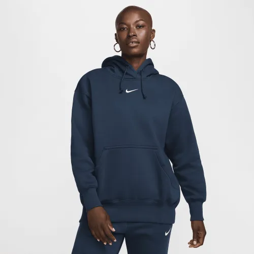 Nike Sportswear Phoenix Fleece женская оверсайз Pullover Толстовка с капюшоном синий