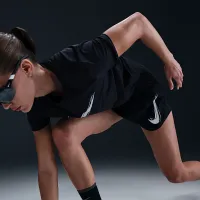 Nike One жіноча Dri-FIT Mid-Rise Brief-Lined Running шорти колір чорний