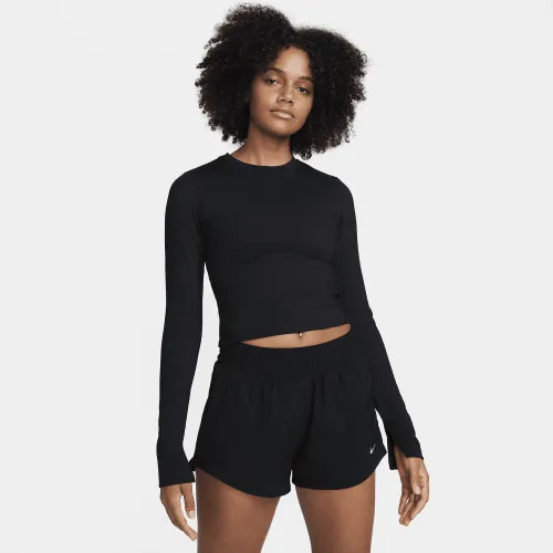 Nike One Fitted жіноча Dri-FIT Long-Sleeve Top колір чорний