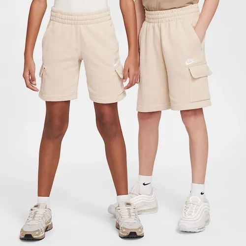 Nike Sportswear Club Big дитячі French Terry Cargo шорти колір коричневий