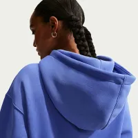 Nike Sportswear Phoenix Fleece жіноча Loose Full-Zip Cropped Толстовка з капюшоном блакитний