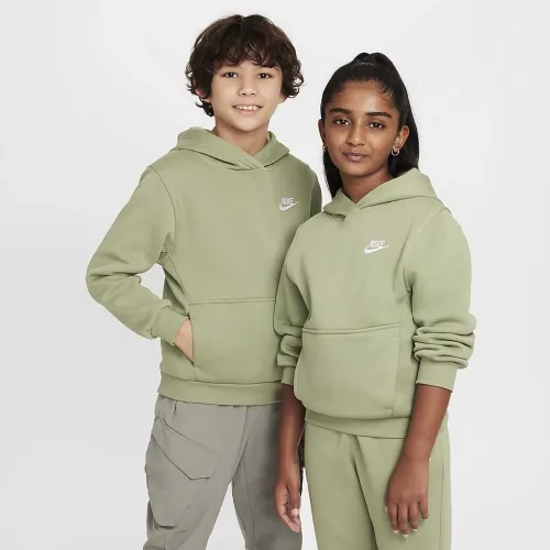 Nike Sportswear Club Fleece Big детские Pullover Толстовка с капюшоном цвет зеленый