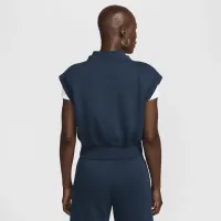 Nike Sportswear Phoenix Fleece женская Loose V-Neck Sleeveless Cropped Top синий