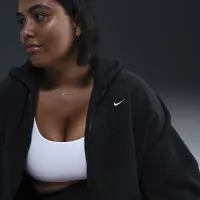 Nike Sportswear Phoenix Plush женская оверсайз Cozy Fleece Full-Zip Толстовка с капюшоном (большие размеры) цвет черный