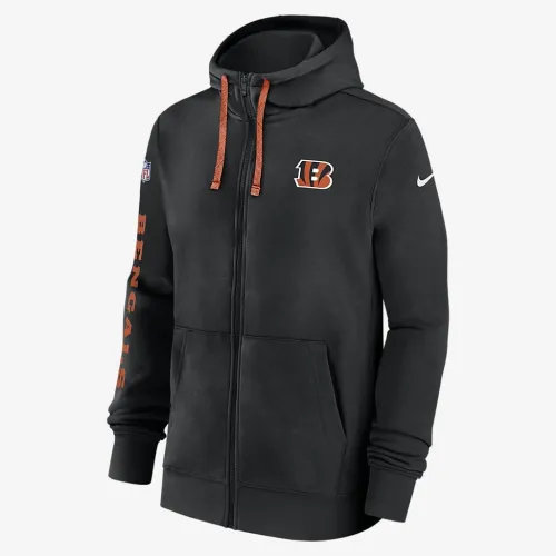 Cincinnati Bengals Sideline Team Issue Club мужские Nike Full Zip Толстовка с капюшоном цвет черный