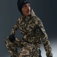 Nike Tech мужские Open-Hem Fleece Camo Pants цвет коричневый