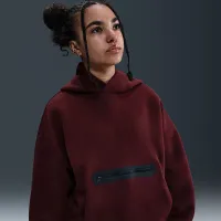 Nike Sportswear Tech Fleece Big детские (для мальчиков) оверсайз Pullover Толстовка с капюшоном цвет красный