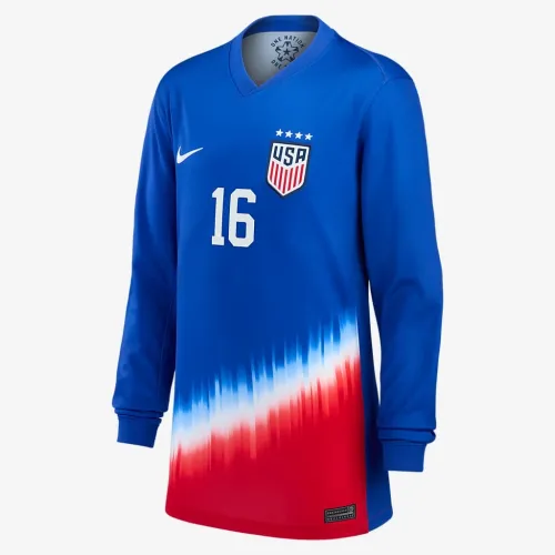Rose Lavelle USWNT 2024 Stadium Away Big дитячі Nike Dri-FIT Long-Sleeve Soccer Jersey блакитний