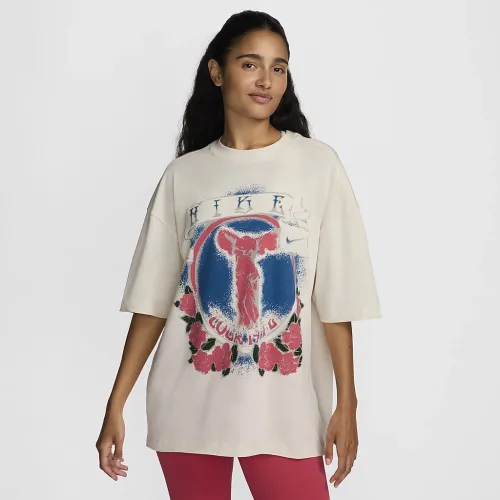 Nike Sportswear Essential жіноча оверсайз футболка колір коричневий