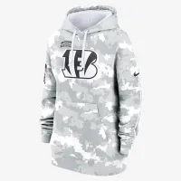 Cincinnati Bengals Salute to Service Primary Edge Club женская Nike NFL Pullover Толстовка с капюшоном цвет белый