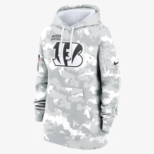 Cincinnati Bengals Salute to Service Primary Edge Club женская Nike NFL Pullover Толстовка с капюшоном цвет белый