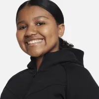Nike Sportswear Tech Fleece Big дитячі (Girls') Full-Zip Толстовка з капюшоном (Extended Size) колір чорний