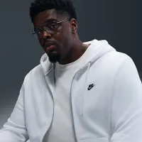 Nike Club мужские Full-Zip Fleece Толстовка с капюшоном цвет белый