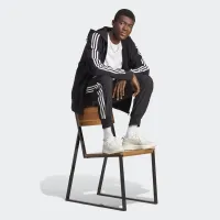 Кофта/футболка adidas Essentials French Terry 3-Stripes Full-Zip Толстовка з капюшоном IC0433 - чорний