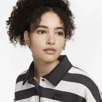 Nike Sportswear Phoenix Fleece женская оверсайз 3/4-Sleeve Striped Crop Polo цвет черный
