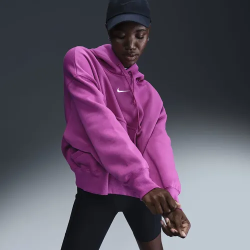 Nike Sportswear Phoenix Fleece женская Over-оверсайз Pullover Толстовка с капюшоном цвет фиолетовый
