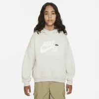 Nike SB Icon Fleece EasyOn Big дитячі оверсайз Pullover Толстовка з капюшоном колір сірий