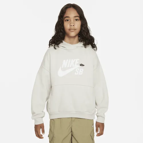 Nike SB Icon Fleece EasyOn Big дитячі оверсайз Pullover Толстовка з капюшоном колір сірий