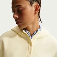 Nike Sportswear Phoenix Fleece жіноча оверсайз Cropped Henley Толстовка з капюшоном колір коричневий