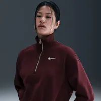 Nike Sportswear Phoenix Fleece жіноча 1/4-Zip Cropped світшот колір червоний