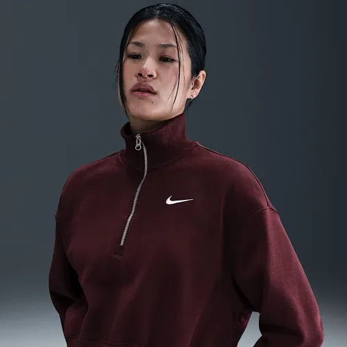 Nike Sportswear Phoenix Fleece жіноча 1/4-Zip Cropped світшот колір червоний