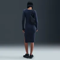 Nike Sportswear Chill Knit женская Tight Long-Sleeve Midi Mini-Rib Костюм синий
