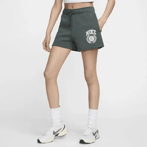 Nike Sportswear Club Fleece женская Mid-Rise Graphic шорты цвет зеленый