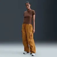 Nike Sportswear женская Tight Ribbed Short-Sleeve футболка цвет коричневый