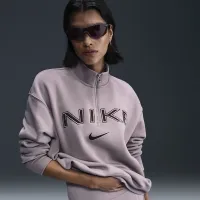 Nike Sportswear Phoenix Fleece женская оверсайз 1/4-Zip Logo Top цвет серый