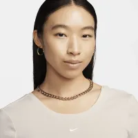Nike Sportswear Chill Knit жіноча Tight Scoop-Back Short-Sleeve Mini-Rib Top колір коричневий