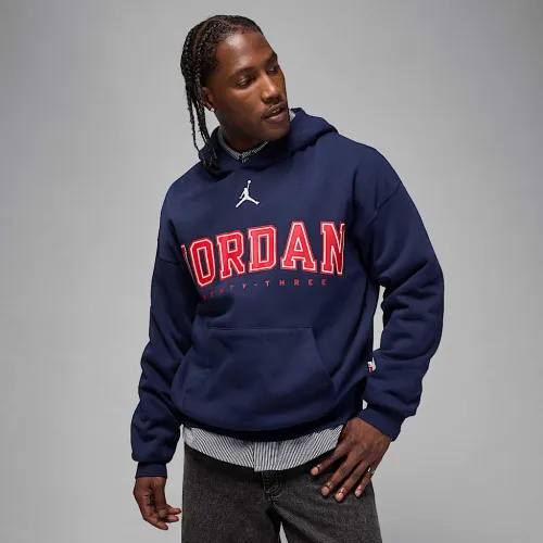 Nike Jordan Brooklyn Fleece мужские оверсайз Pullover Толстовка с капюшоном синий