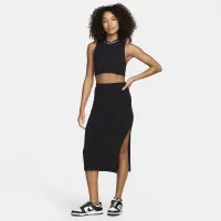 Nike Sportswear Chill Rib женская Tight Mock-Neck Cropped Tank Top цвет черный