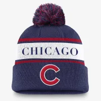 Chicago Cubs Team Stripe Peak мужские Nike MLB Cuffed Pom Beanie синий
