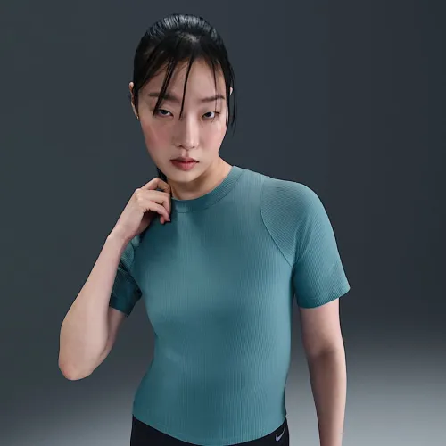 Nike Zenvy Rib женская Dri-FIT Short-Sleeve Top синий