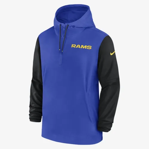 Los Angeles Rams Sideline Pre-Game Player чоловічі Nike NFL 1/2-Zip Hooded Куртка блакитний