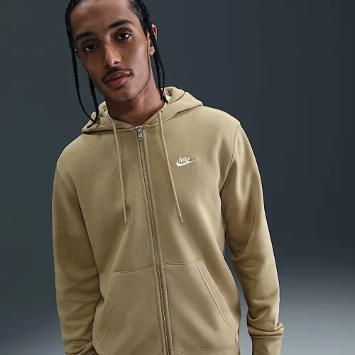 Nike Club мужские Full-Zip Fleece Толстовка с капюшоном цвет коричневый