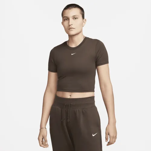 Nike Sportswear Essential женская Slim Cropped футболка цвет коричневый